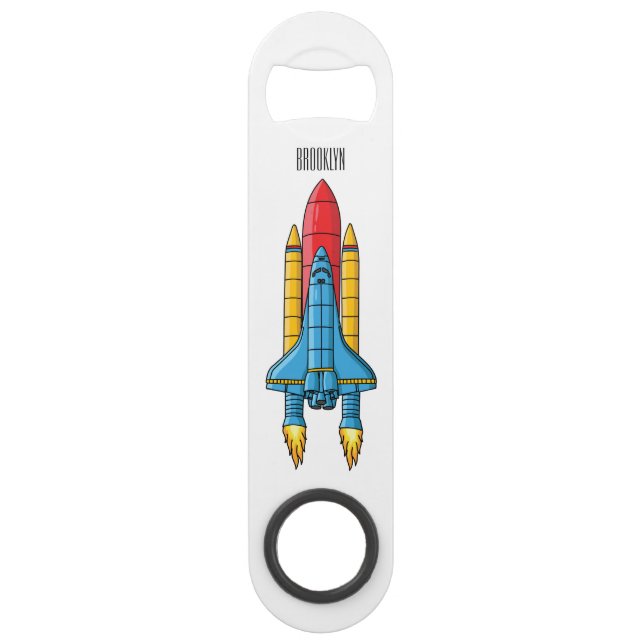 Rocket ship cartoon illustration  bar key (Front)