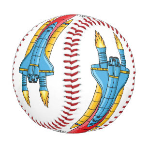 Rocket ship cartoon illustration baseball