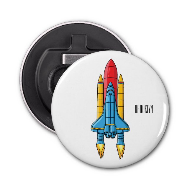 Rocket ship cartoon illustration bottle opener (Front)