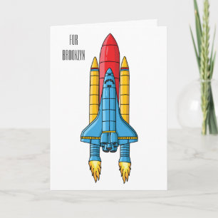 Rocket ship cartoon illustration card