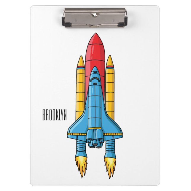 Rocket ship cartoon illustration  clipboard (Front)