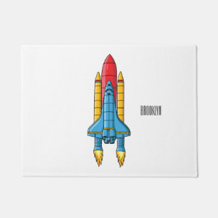 Rocket ship cartoon illustration  doormat