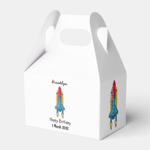 Rocket ship cartoon illustration favor box