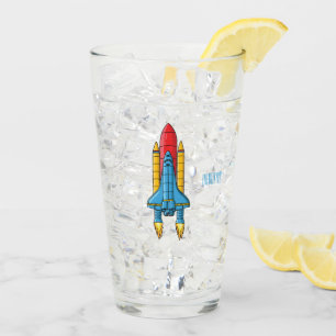 Rocket ship cartoon illustration  glass