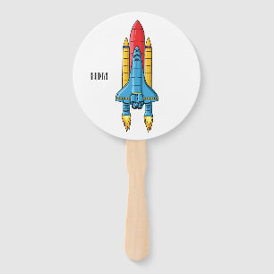 Rocket ship cartoon illustration hand fan