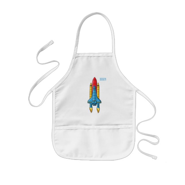 Rocket ship cartoon illustration  kids apron (Front)