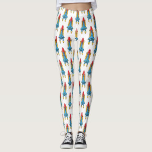 Rocket ship cartoon illustration leggings