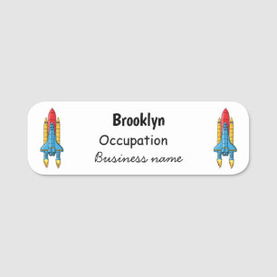 Rocket ship cartoon illustration name tag
