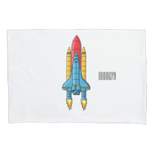 Rocket ship cartoon illustration pillowcase