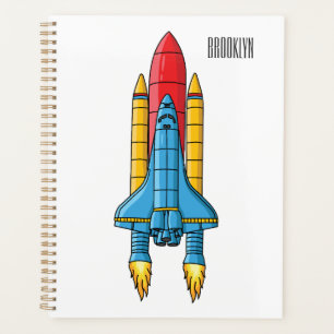 Rocket ship cartoon illustration planner