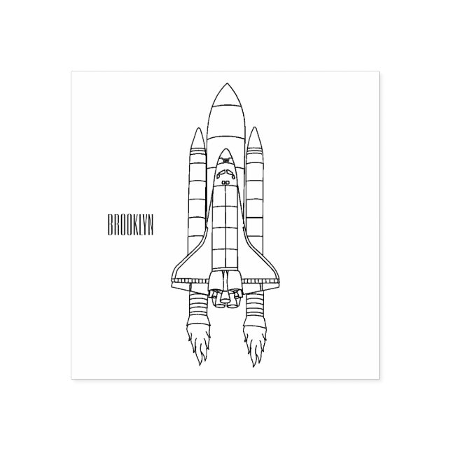 Rocket ship cartoon illustration rubber stamp (Imprint)
