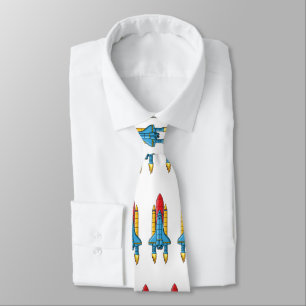 Rocket ship cartoon illustration  tie