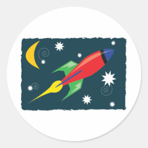 Rocket Ship Classic Round Sticker