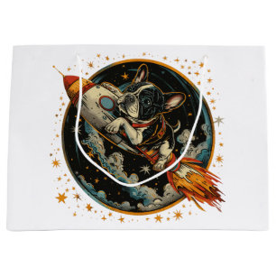 Rocket Ship French Bulldog Astronaut Large Gift Bag