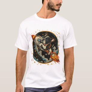 Rocket Ship French Bulldog Astronaut T-Shirt