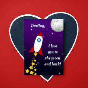 Rocket Ship Love You to the Moon Card
