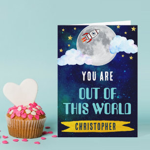 Rocket Ship Out Of This World Valentine's Day Card