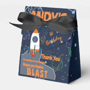 Rocket Ship Outer Space Birthday Party Thank You Favor Box