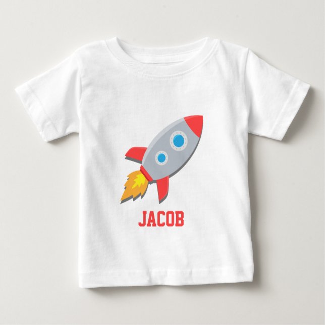 Rocket Ship, Outer Space, For Baby Boys T-Shirt (Front)