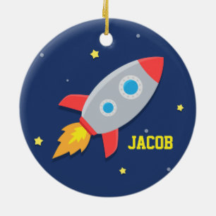 Rocket Ship, Outer Space, For Boys Ceramic Ornament