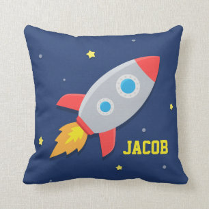 Rocket Ship, Outer Space, For Kids Room Throw Pillow