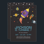 Rocket Ship Outer Space Galaxy Kids Birthday Invitation<br><div class="desc">Cute design for kids,  boys or girls who love astronaut,  outer space,  rocket,  universe,  planets,  stars and galaxy. Perfect for space theme birthday party. You can customize the wording to fit other occasions.</div>