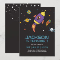 Rocket Ship Outer Space Galaxy Kids Birthday