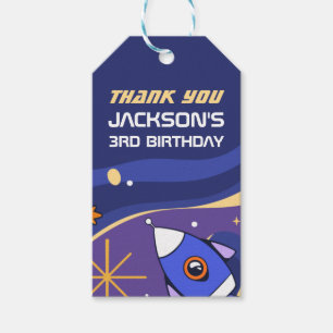 Rocket Ship Outer Space Kids Birthday Party Favour Gift Tags