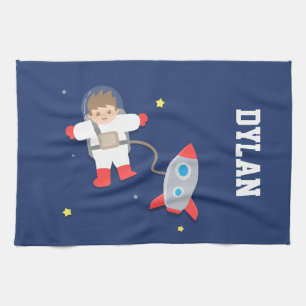 Rocket Ship Outer Space Little Astronaut For Kids Kitchen Towel