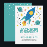 Rocket Ship Outer Space Party Kids Birthday Invitation<br><div class="desc">Cute design for kids,  boys or girls who love astronaut,  outer space,  rocket,  universe,  planets,  stars and galaxy. Perfect for space theme birthday party. You can customize the wording to fit other occasions.</div>