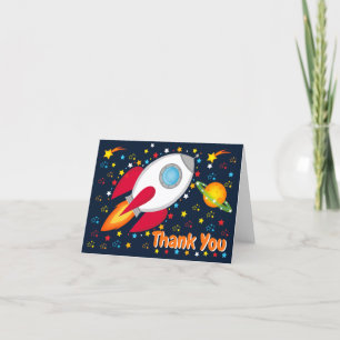 Rocket Ship Space Stars Merci Cartes
