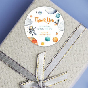 Rocket Ship Thank You Sticker Space Baby Shower