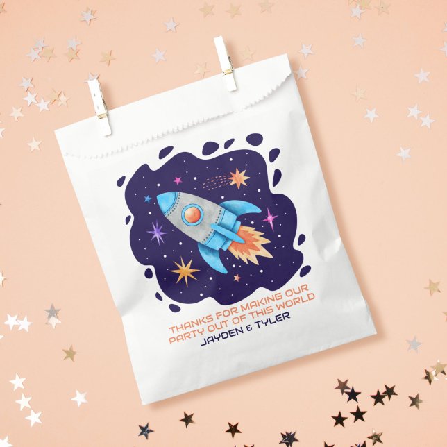 Rocket Ship with Stars Outer Space Galaxy Favour Bag (Rocket Ship with Stars Outer Space Galaxy Favor Bag)