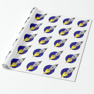Rocket Ship Wrapping Paper