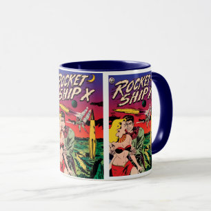 Rocket Ship X Vintage Sci Fi Comic Book Cover Mug