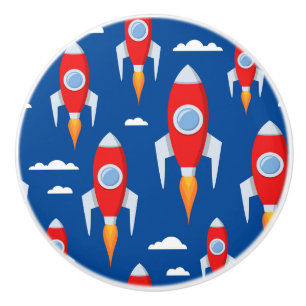 Rocket Ships Boys Room Ceramic Knob