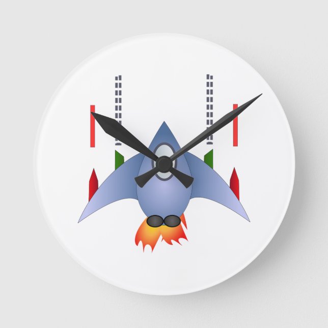 Rocket Shower Party Birthday Celebration Destiny Round Clock (Front)