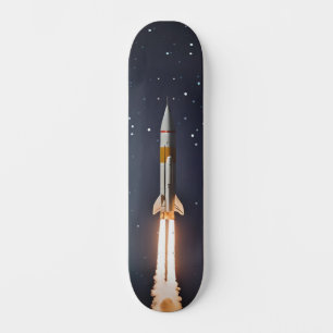 Rocket Skateboard Traveling Through Space