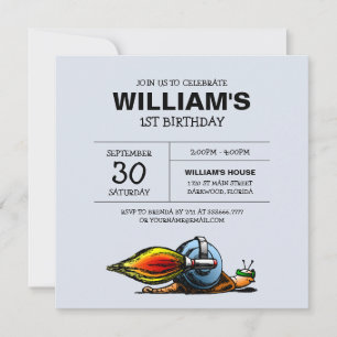 Rocket Snail Birthday Invitation