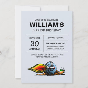 Rocket Snail Birthday Invitation