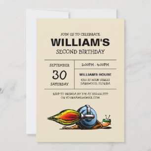 Rocket Snail Birthday Invitation
