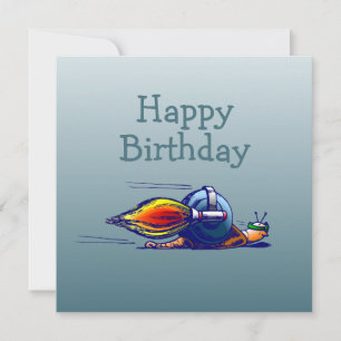 Rocket Snail Flat Birthday Card