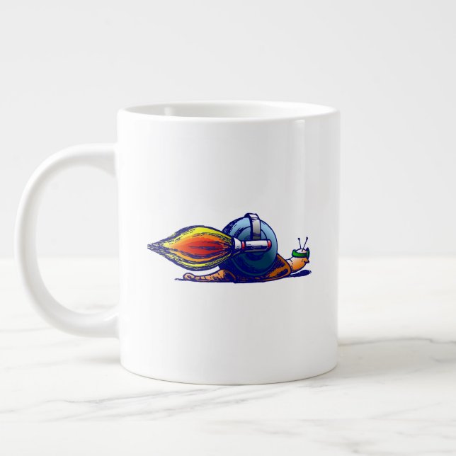 Rocket Snail Jetpack Ride Large Coffee Mug (Left)
