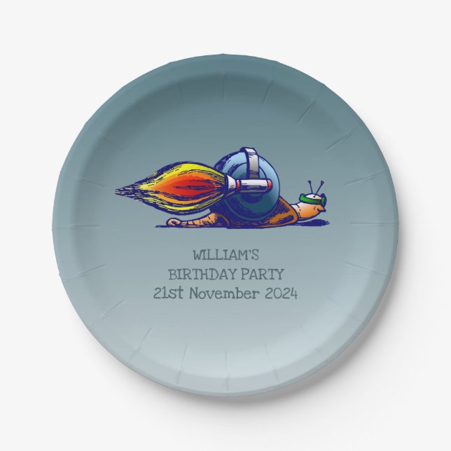 Rocket Snail Paper Plate (Front)