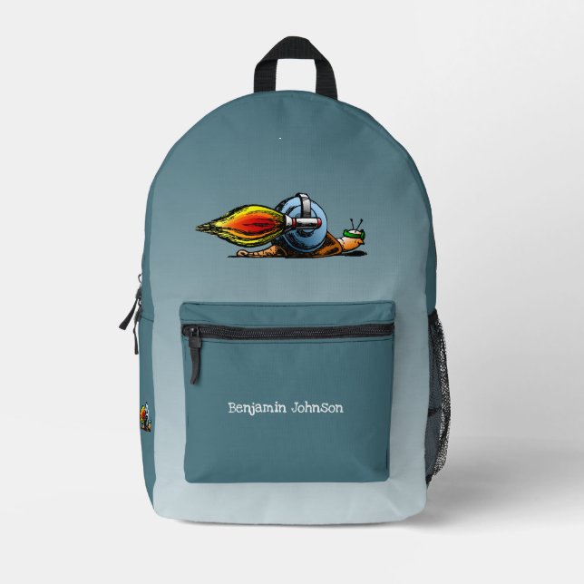 Rocket Snail Printed Backpack (Front)