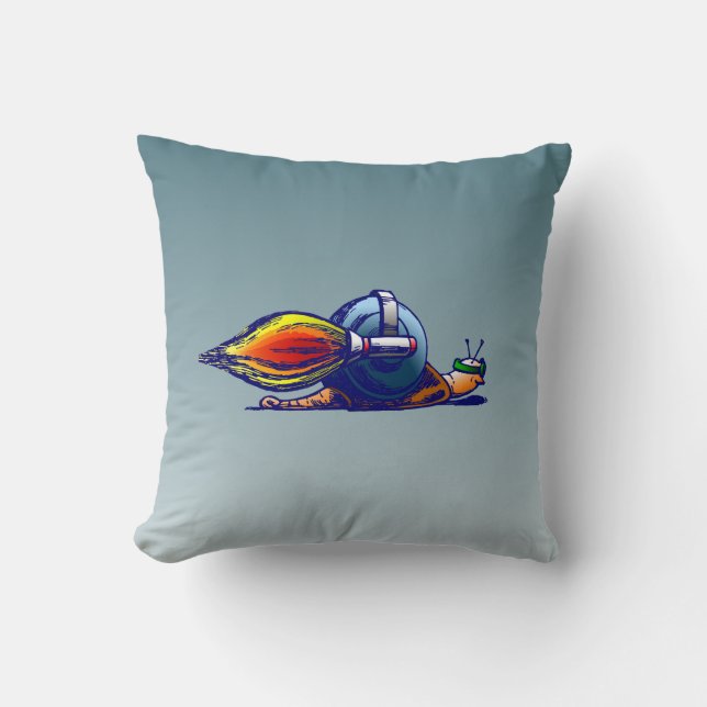 Rocket Snail Throw Pillow (Front)