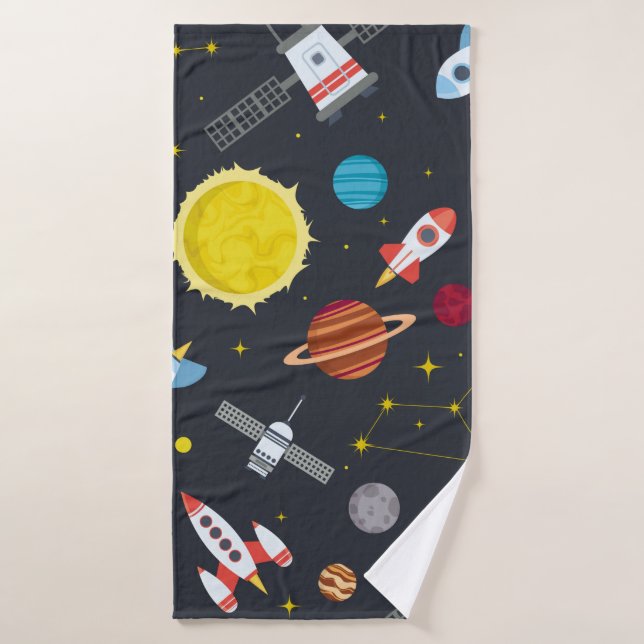 Rocket space globe solar system and planet cosmos  (Serviette de bain)