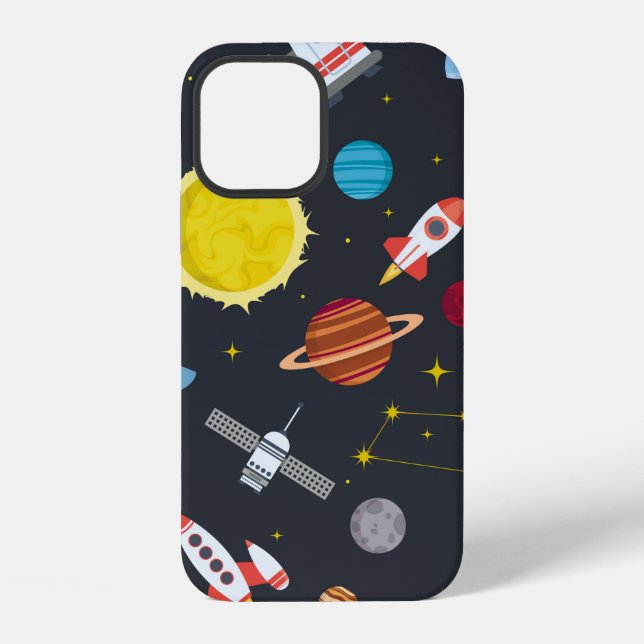 Rocket space globe solar system and planet cosmos  iPhone case (Back)