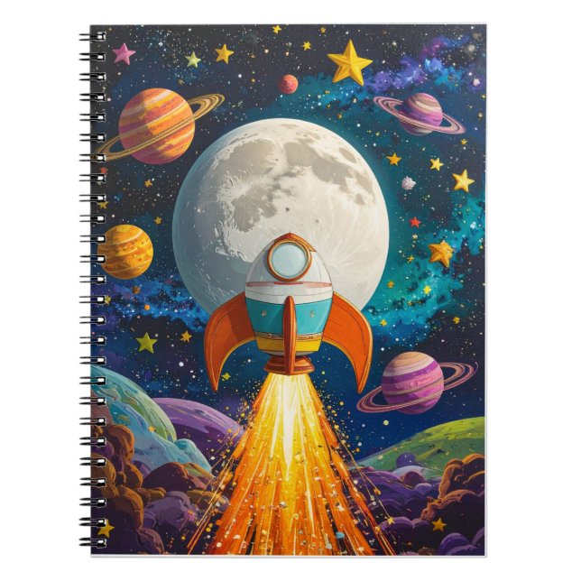 Rocket & Space Personalized Kids Notebook – Fun Sc (Front)