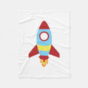 Rocket Spaceship Launching Fleece Blanket